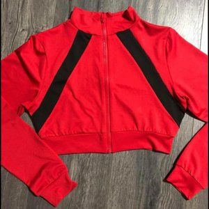 Red zip up sweater